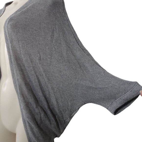 Aeropostale Gray Open Front Knit Cardigan Sweater Women Size L Dolman 3/4 Sleeve - Picture 2 of 8